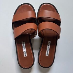 Manolo Blahnik Gadmu Brown Leather Sandals